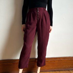 High-Waisted Burgundy Pants